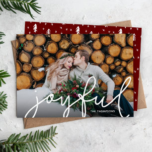 Joyful Script Photo Overlay Holiday Card