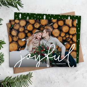 Joyful Script Photo Overlay Holiday Card