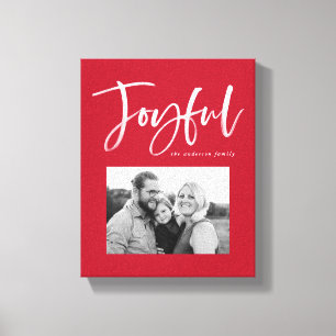 Joyful Script   Red Canvas Print