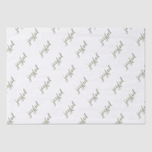 Joyful Script Snowflake Olive Green Holiday Tissue Paper