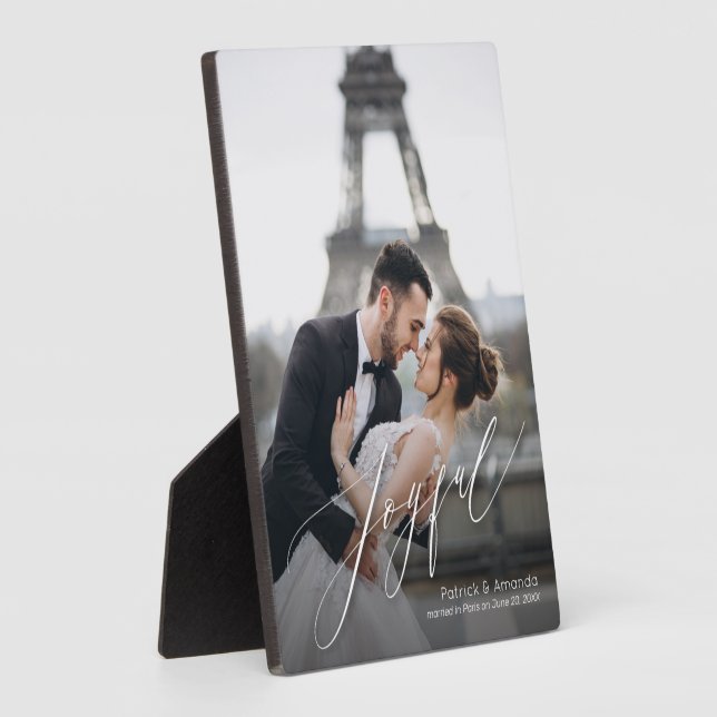 Joyful Script Tabletop Easel Photo Plaque (Side)