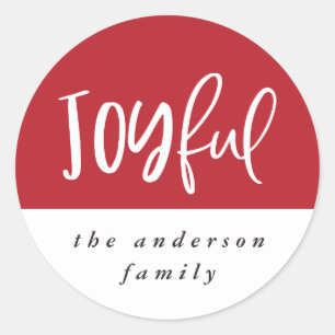 Joyful script text typography Christmas holiday Classic Round Sticker