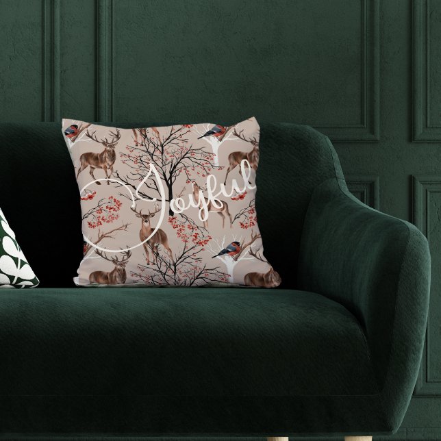 Joyful Script Woodland Animals Christmas Cushion (Creator Uploaded)
