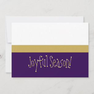 Joyful Season! Modern Purple White Colour Block Holiday Card