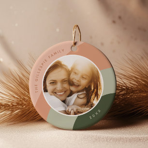 Joyful Shades   Custom Name & Year Photo Ceramic Tree Decoration