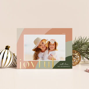 Joyful Shades   Modern Horizontal Photo Foil Holiday Card