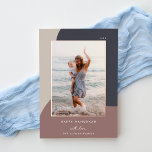 Joyful Shades Vertical Photo Hanukkah Foil Holiday Card<br><div class="desc">A chic and elegant Hanukkah card design featuring a single vertical or portrait-orientated photo on a background of organic shapes in soft earth toned shades. Personalise with your family name and custom Hanukkah greeting beneath for the perfect finishing touch to these nature-inspired holiday photo cards.</div>