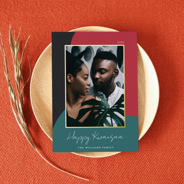 Joyful Shades Vertical Photo Kwanzaa Foil Holiday Card (Creator Uploaded)