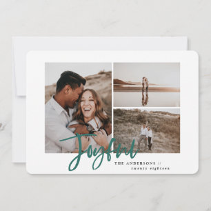 Joyful simple elegant multi photo christmas card