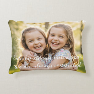Joyful Sisters Hugging in Warm Sunlight, Emotional Decorative Cushion