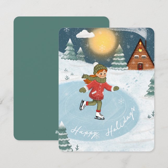 "Joyful skater" Holiday Card (Front/Back)