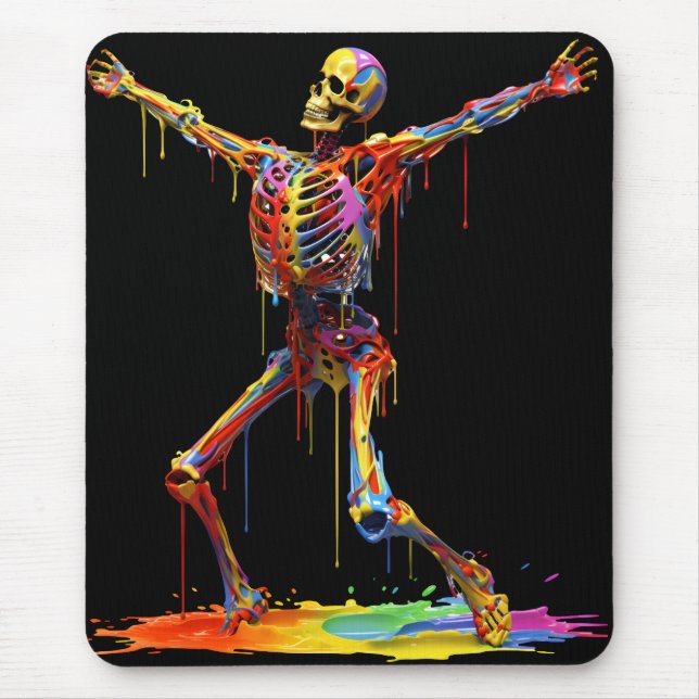 Joyful Skeleton: Dance of Colours Mouse Mat (Front)