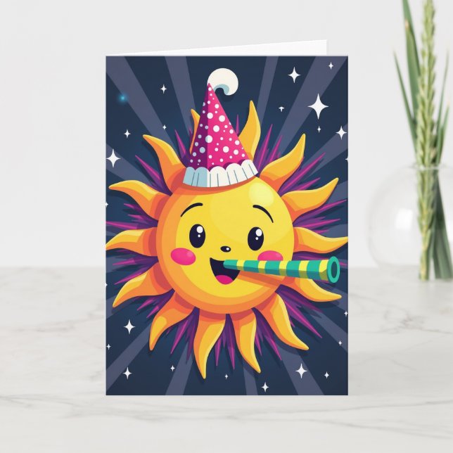 Joyful Smiling Sun Party Card (Front)