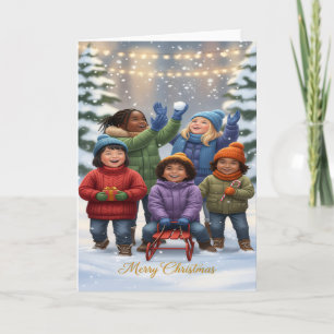 Joyful Snow Day – Kids Christmas Greeting Card