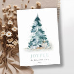 Joyful Snow Watercolor Pine Christmas Tree Gift Holiday Card<br><div class="desc">If you need any further customisation please feel free to message me on yellowfebstudio@gmail.com.</div>