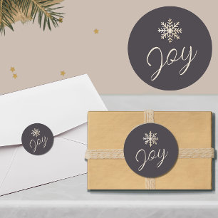 Joyful Snowflake Holiday Round Sticker