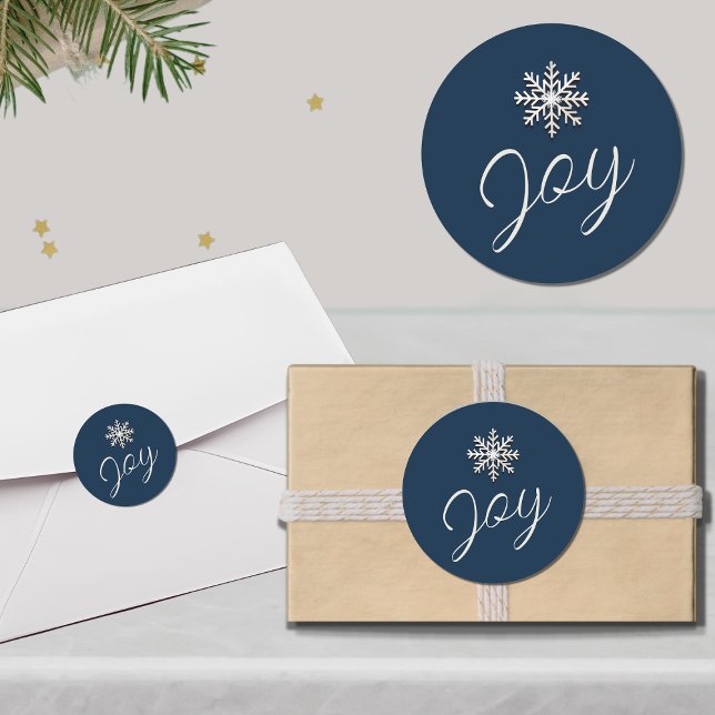Joyful Snowflake Holiday Round Sticker (Creator Uploaded)