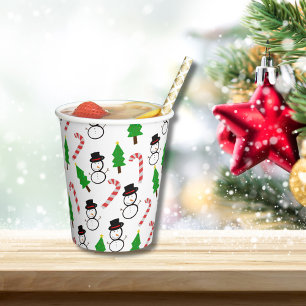 Joyful Snowman Candy Cane Sips Christmas Paper Cups