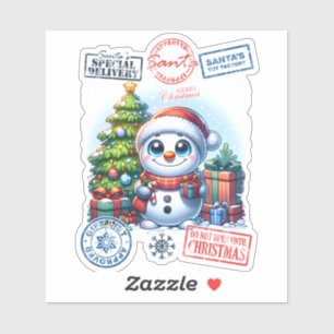 Joyful Snowman Christmas Sticker