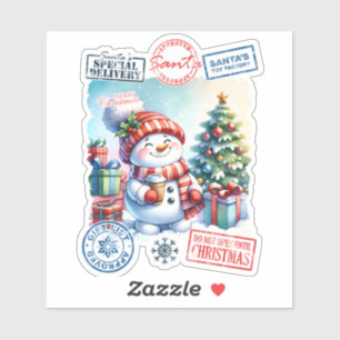 Joyful Snowman Christmas Sticker
