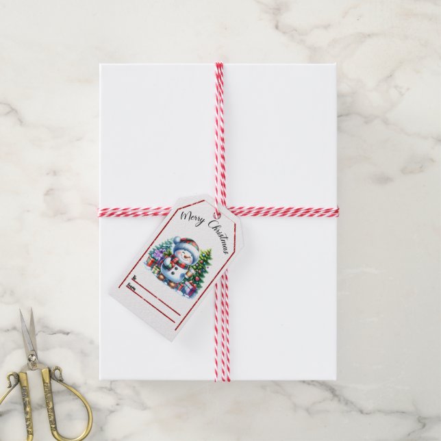 Joyful snowman Christmas tags! Gift Tags (With Twine)