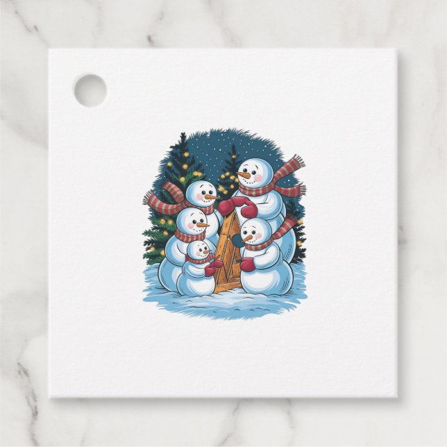 Joyful Snowman Family Favour Tags (Front)