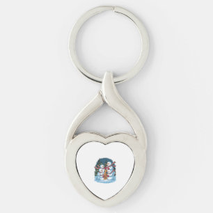Joyful Snowman Family Key Ring