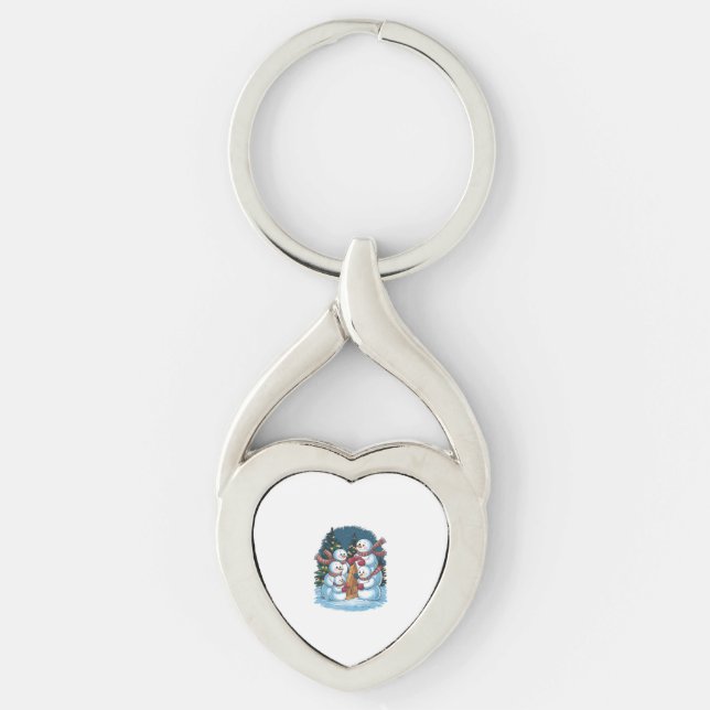 Joyful Snowman Family Key Ring (Front)