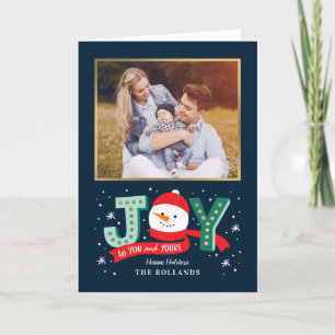 Joyful Snowman Folded Holiday Photo Card