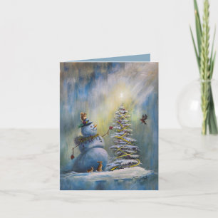 Joyful Snowman - hand painted Card