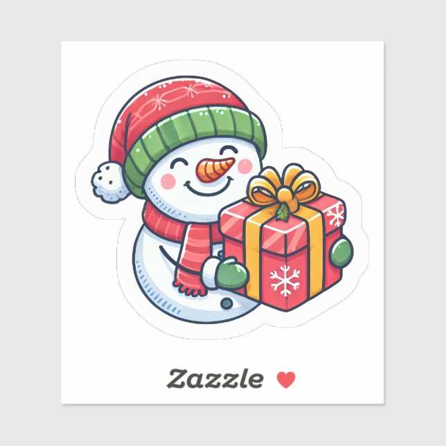 Joyful Snowman With a Christmas Gift (Sheet)