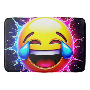 Joyful Splash: Laughing Emoji Art Bath Mat