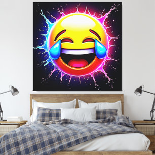 Joyful Splash: Laughing Emoji Art Canvas Print