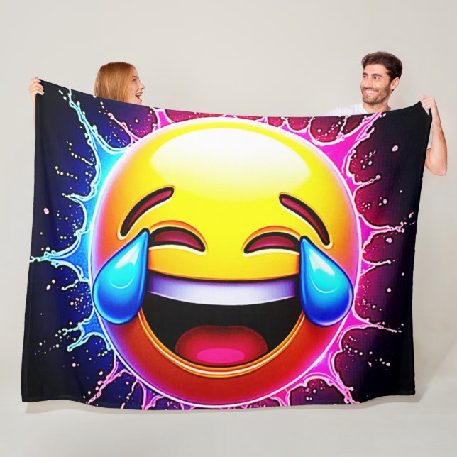 Joyful Splash: Laughing Emoji Art Fleece Blanket (In Situ)
