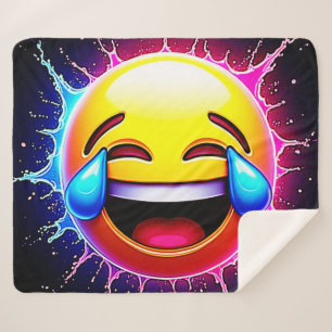 Joyful Splash: Laughing Emoji Art Sherpa Blanket