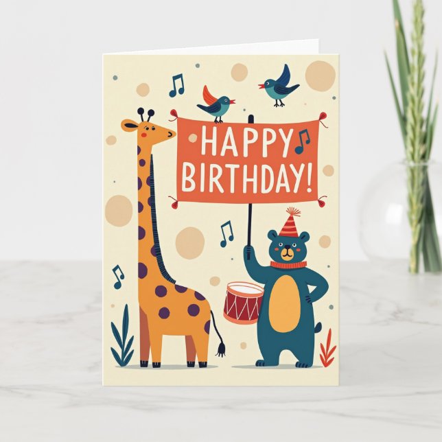 Joyful Spotted Animal Birthday Card (Front)