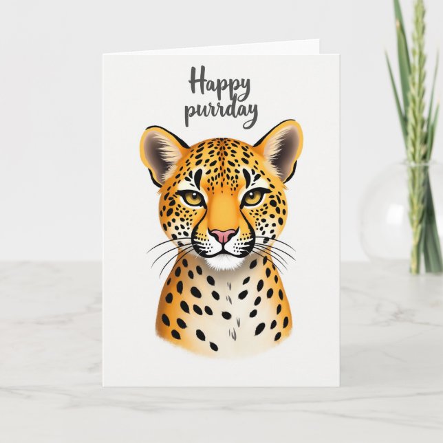 Joyful Spotted Feline Card (Front)