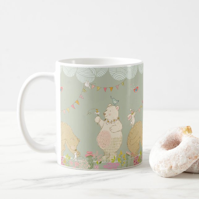 Joyful spring bears coffee mug (With Donut)