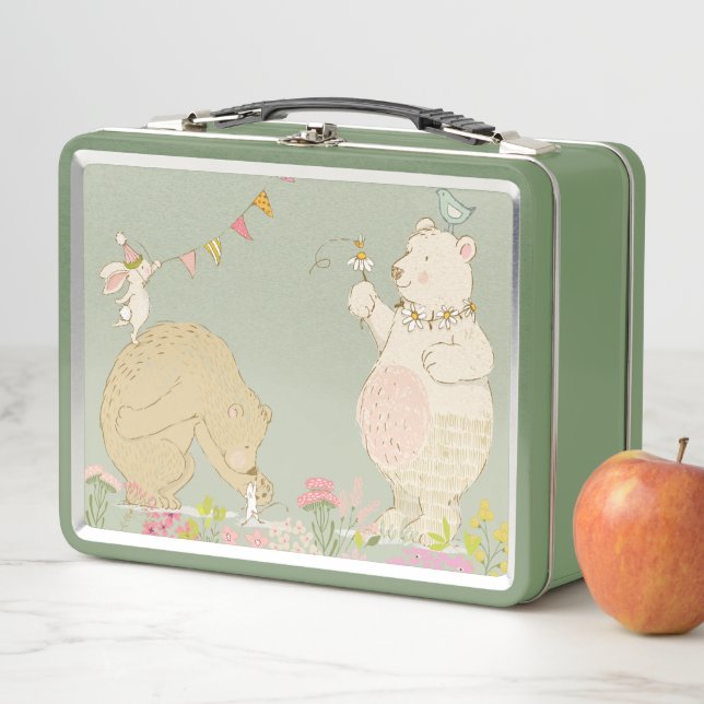 Joyful spring bears metal lunch box (In Situ)