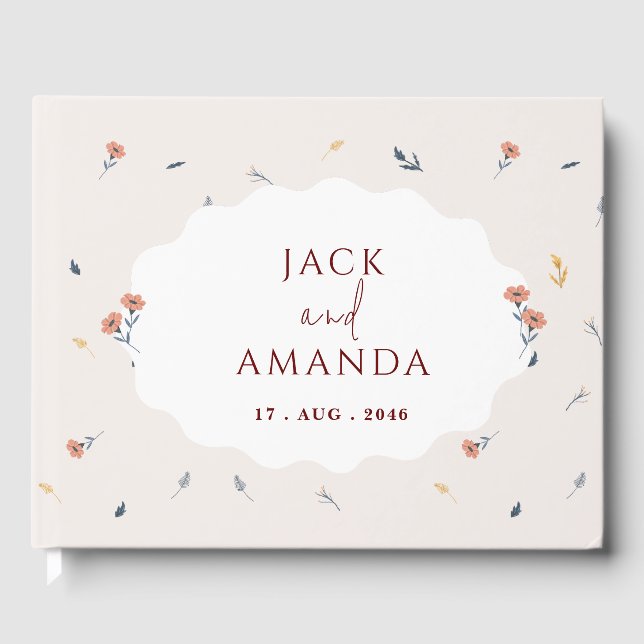 Joyful Spring Floral Wedding Invitation Guestbook (Front)