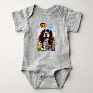 Joyful Springer Spaniel in Watercolor Baby Bodysuit
