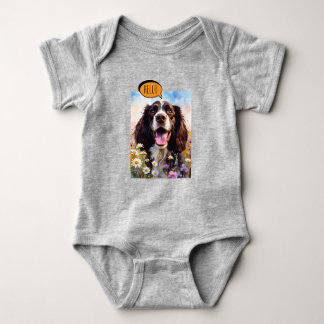 Joyful Springer Spaniel in Watercolor Baby Bodysuit