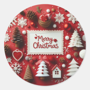 "Joyful Stickers: Merry Christmas Craft Design Classic Round Sticker