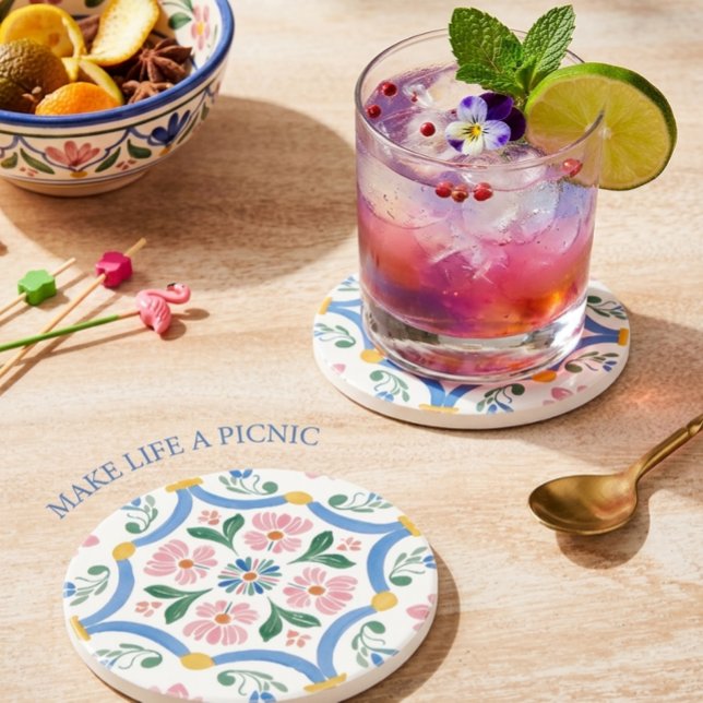 Joyful Sunny Floral Cottage Coaster (Creator Uploaded)