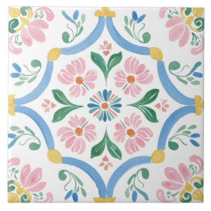 Joyful Sunny Floral Cottage Tile