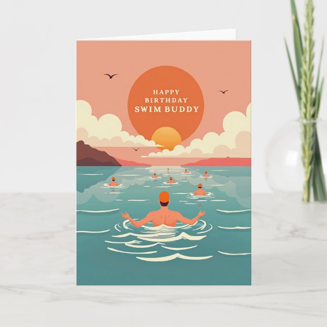 Joyful Swimmers Birthday Card (Front)