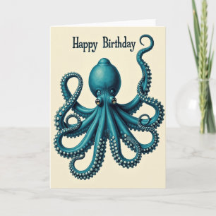 Joyful Teal Creature Birthday Card