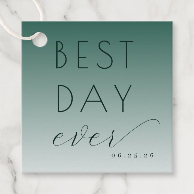 Joyful Teal Gradient Celebration Favour Tags (Front)