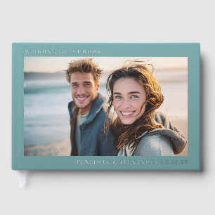Joyful Teal Natural Photo Guest Book
