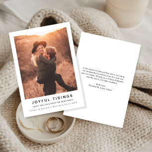 Joyful Tidings Modern Newlywed Christmas Photo Holiday Card